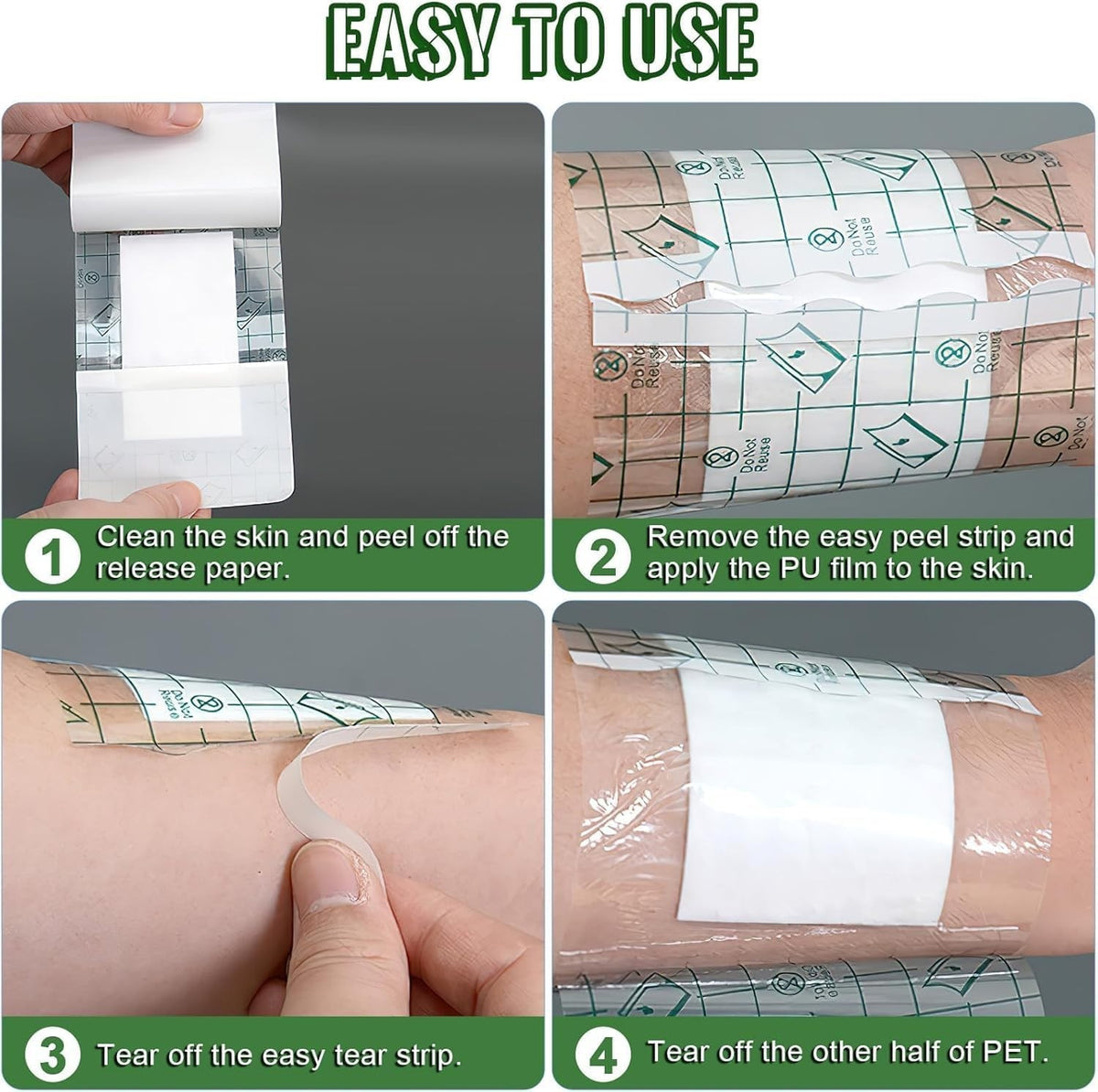 10Pcs Waterproof Assorted Wound Dressings 6x (5x7.5cm) + 4x (10x10cm)