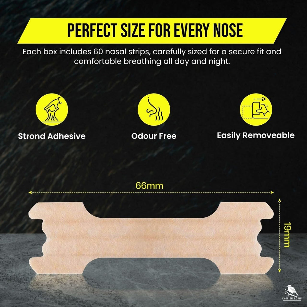60 Pcs Tan Nasal Strips Nose Strips for Breathing Snoring Aids for Men and Women