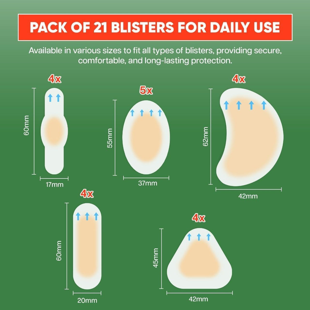 21 Pack Assorted Hydrocolloid Blister Plasters