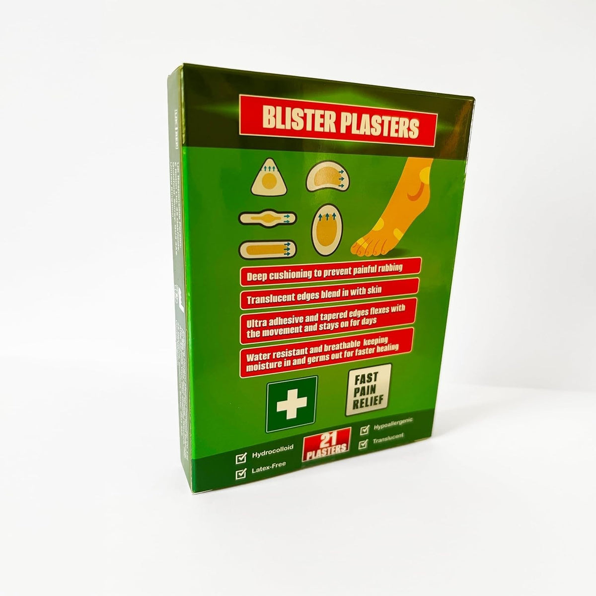 21 Pack Assorted Hydrocolloid Blister Plasters For Feet Heel & Toe Protectors