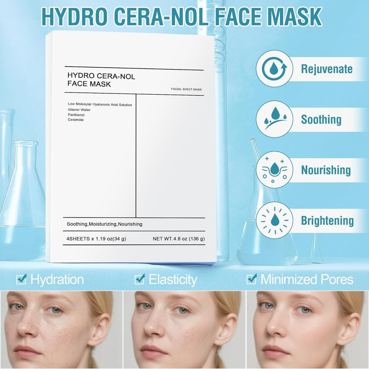 5x Collagen Hydrogel Real Deep Facial Sheet Face Mask Anti Age Anti Wrinkle Mask
