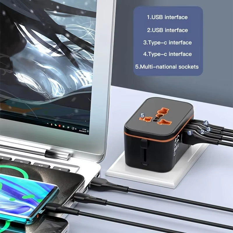 5 in 1 Universal Travel Adapter Charger Very Fast Charging Ports