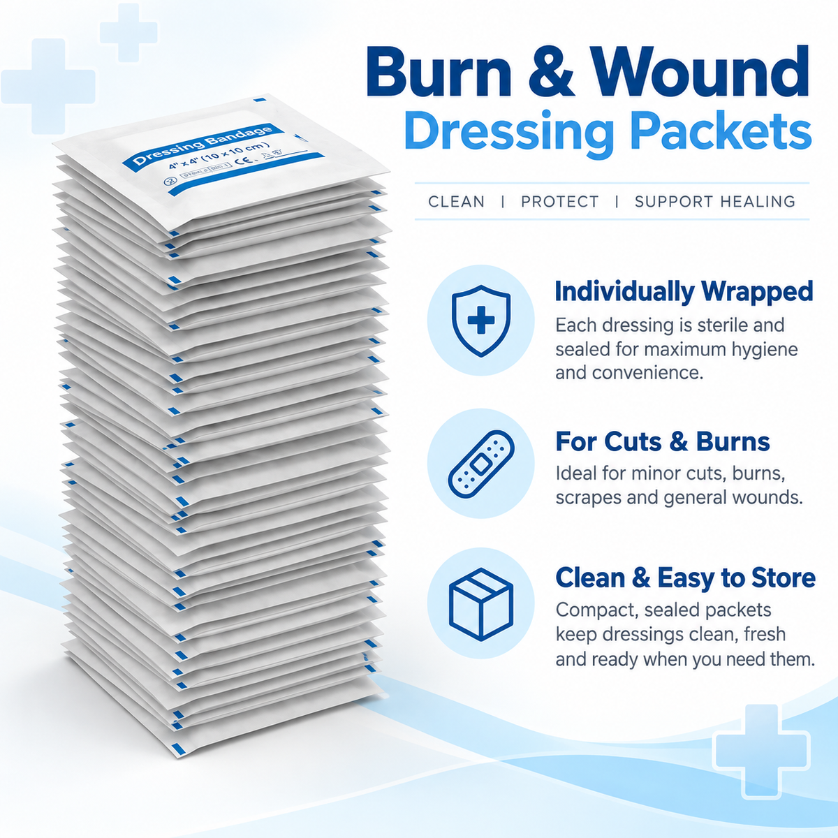 10 Pcs Non Woven Wound Dressings For Cuts & Burns size 4x4 inch (10x10cm)