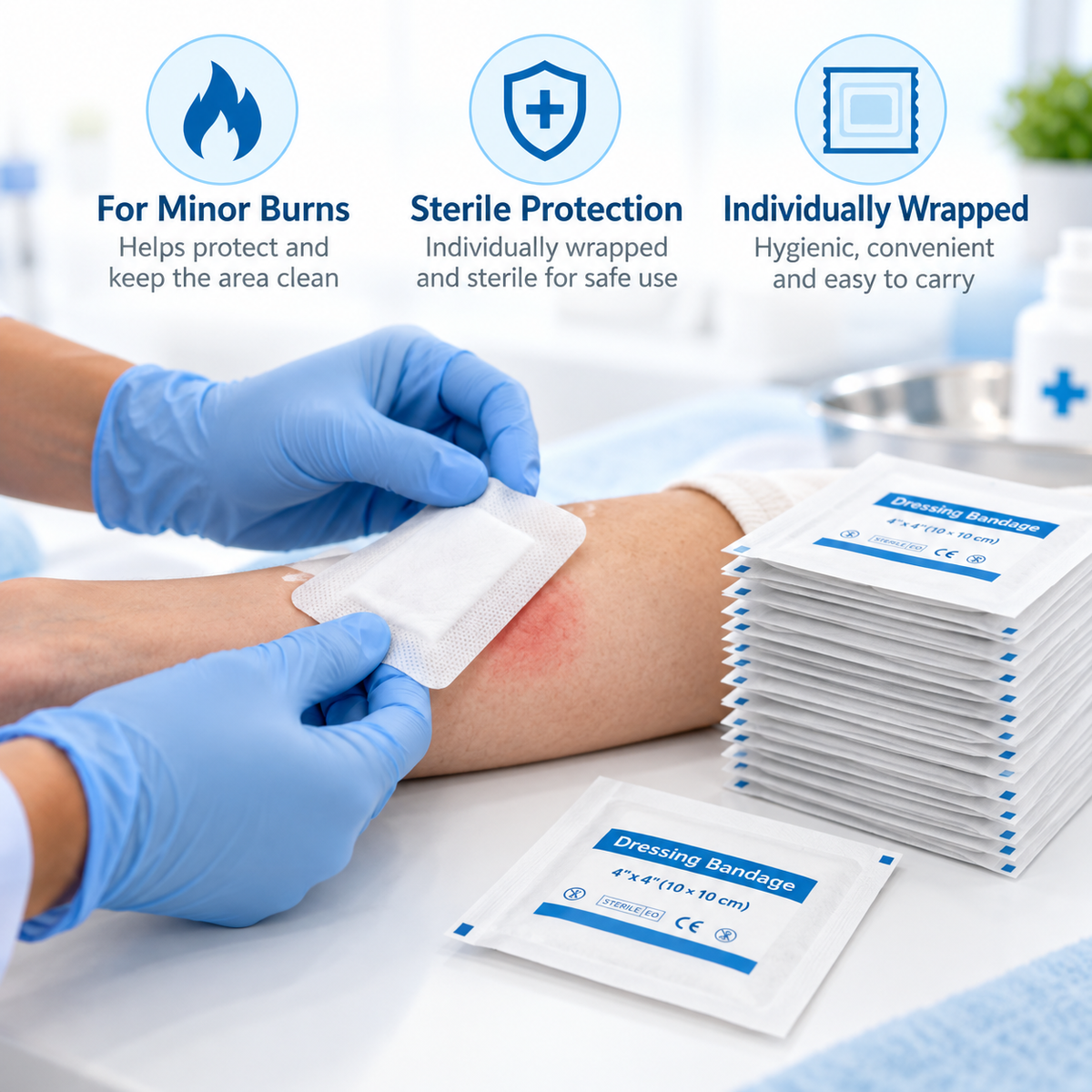 15 Pcs Non Woven Wound Dressings For Cuts & Burns size 3.5x6 inch (9x15cm)