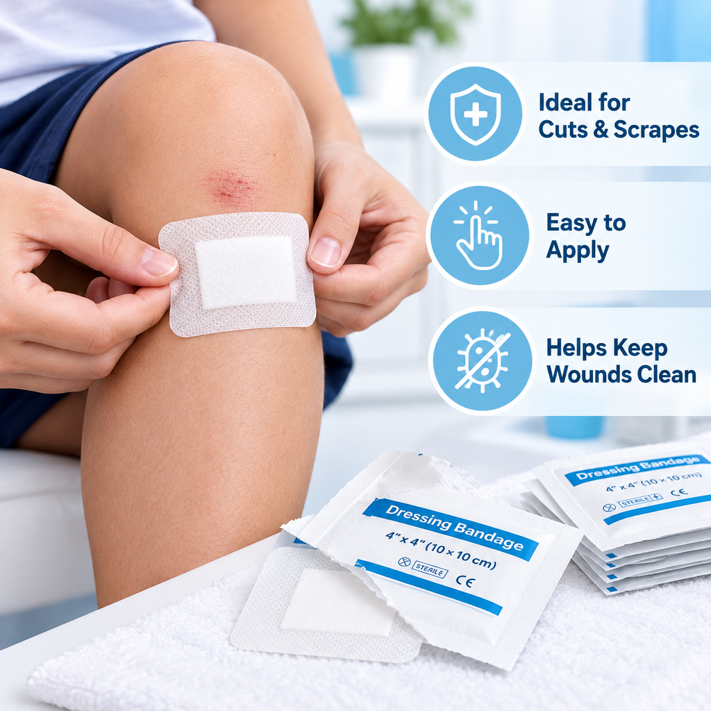 10 Pcs Non Woven Wound Dressings For Cuts & Burns size 4x4 inch (10x10cm)
