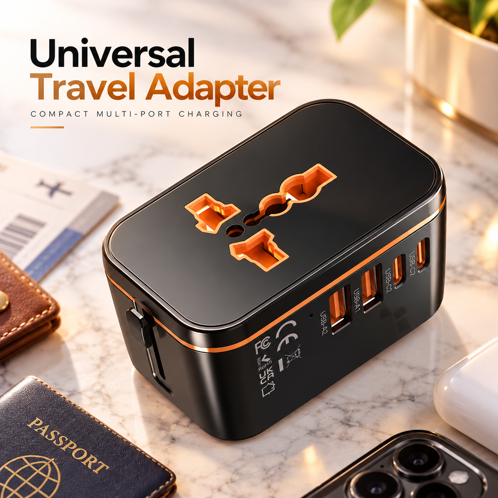 5 in 1 Universal Travel Adapter Charger Very Fast Charging Ports