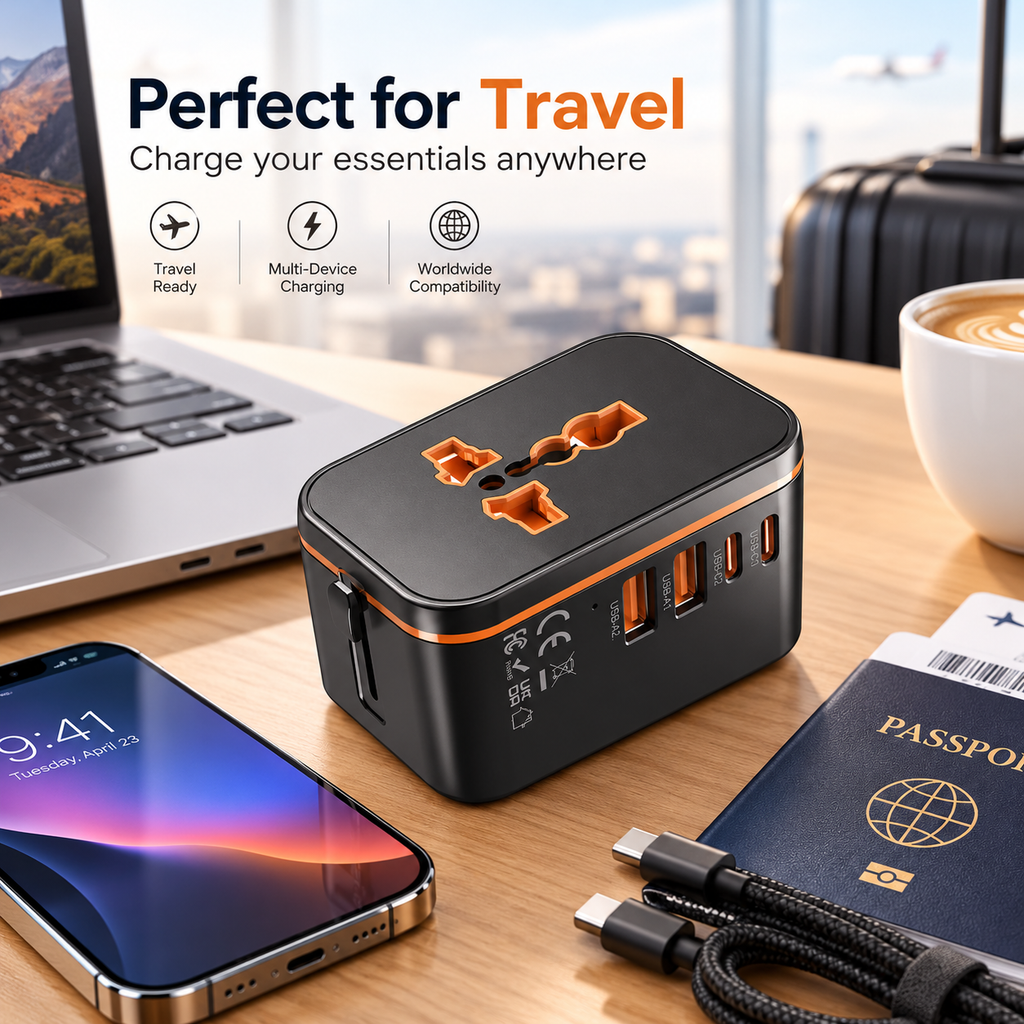 5 in 1 Universal Travel Adapter Charger Very Fast Charging Ports